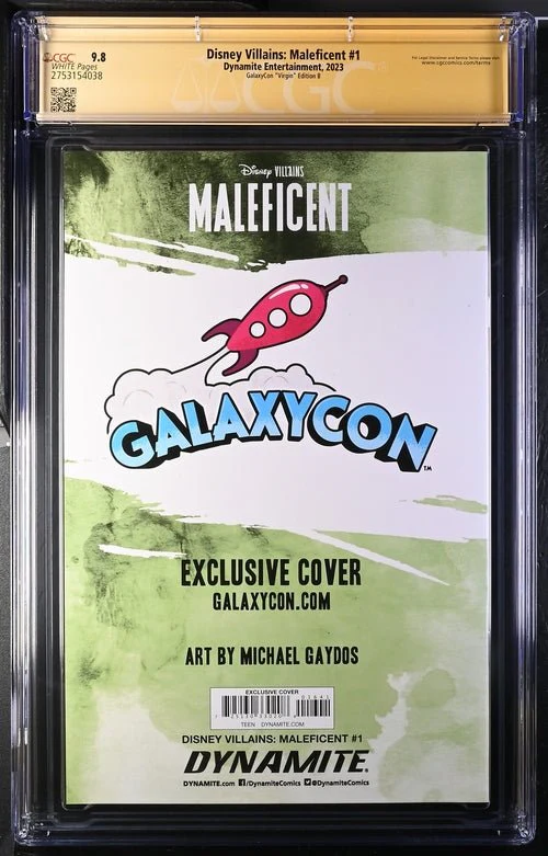 Disney Villains Maleficent #1 GalaxyCon Exclusive Gaydos Virgin Variant CGC Signature Series 9.8 Signed Michael Gaydos - Image 7