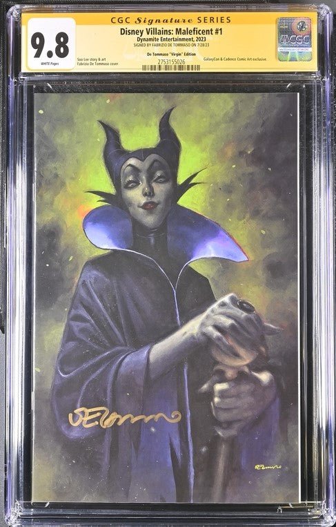 Disney Villains Maleficent #1 GalaxyCon Exclusive Tommaso Virgin Variant CGC Signature Series 9.8 Signed Fabrizio De Tommaso - Image 2
