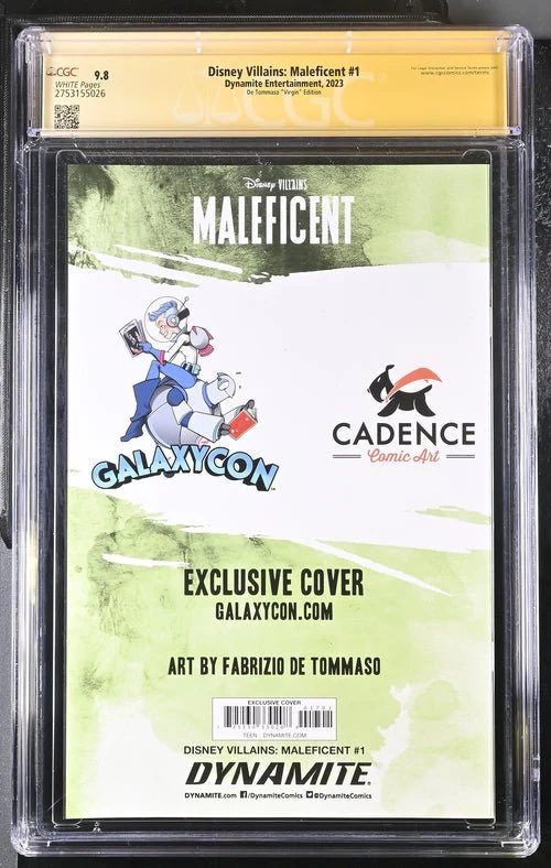 Disney Villains Maleficent #1 GalaxyCon Exclusive Tommaso Virgin Variant CGC Signature Series 9.8 Signed Fabrizio De Tommaso - Image 3