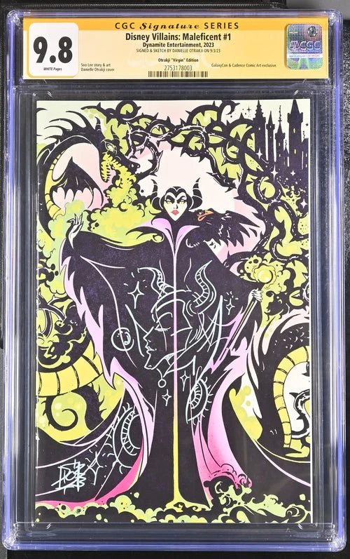Disney Villains Maleficent #1 GalaxyCon Exclusive Virgin Variant CGC Signature Series 9.8 Signed & Sketch by Otrakji - Image 12