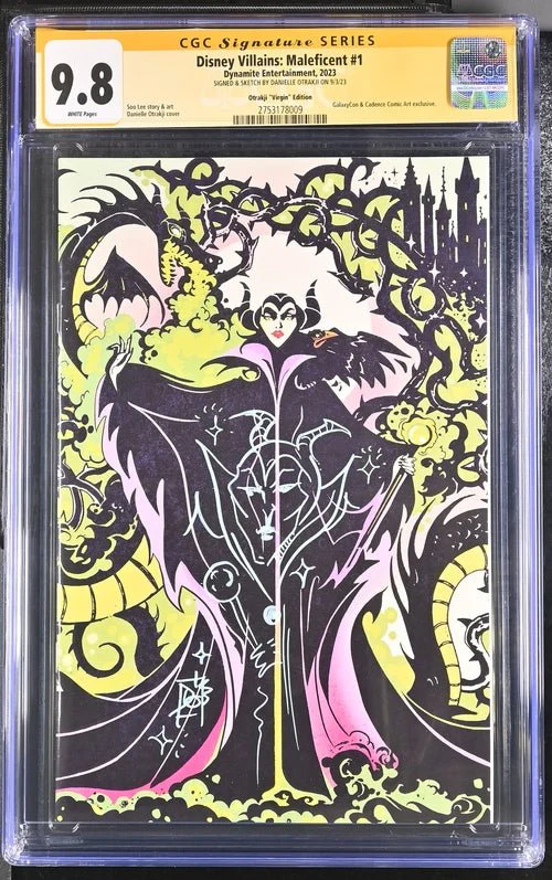 Disney Villains Maleficent #1 GalaxyCon Exclusive Virgin Variant CGC Signature Series 9.8 Signed & Sketch by Otrakji - Image 14