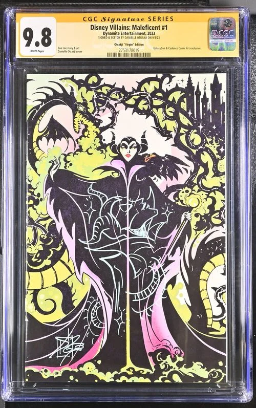 Disney Villains Maleficent #1 GalaxyCon Exclusive Virgin Variant CGC Signature Series 9.8 Signed & Sketch by Otrakji - Image 6