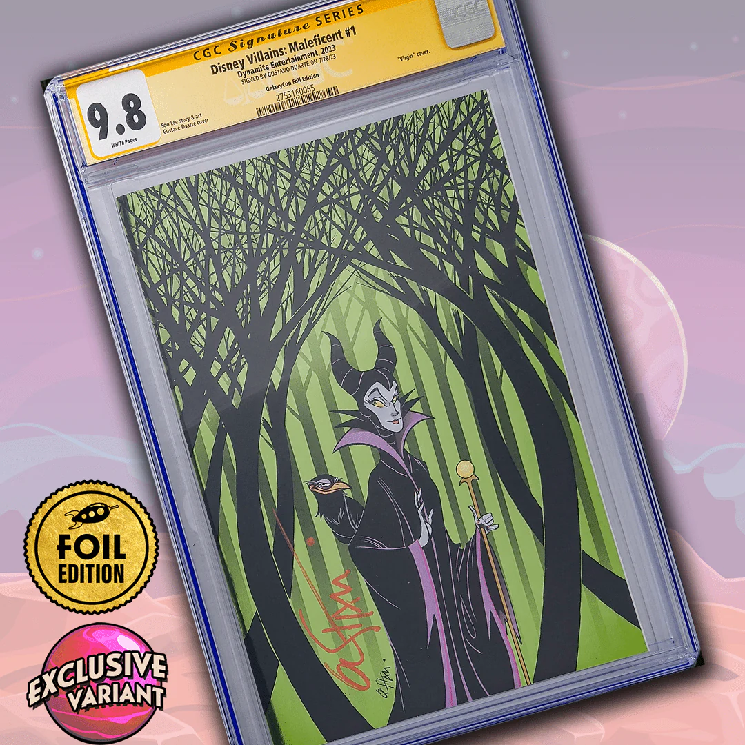 Disney Villains Maleficent #1 GalaxyCon Foil Virgin Edition CGC Signature Series 9.8 Signed by Gustavo Duarte