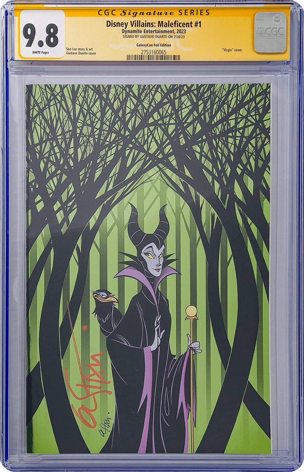 Disney Villains Maleficent #1 GalaxyCon Foil Virgin Edition CGC Signature Series 9.8 Signed by Gustavo Duarte - Image 2