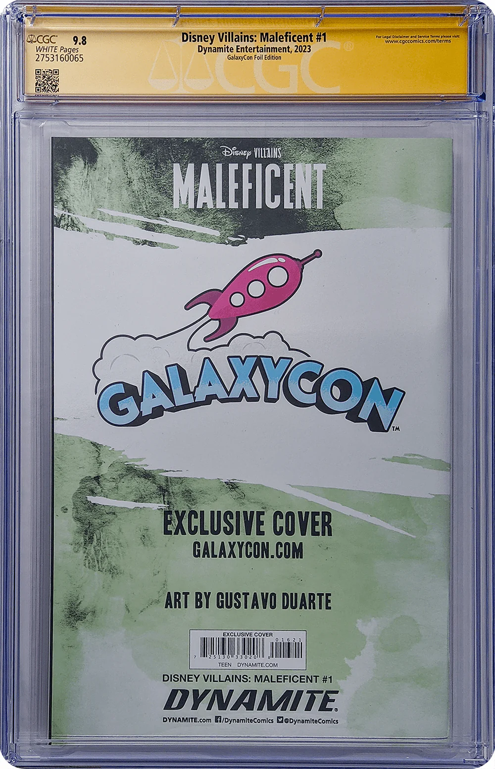 Disney Villains Maleficent #1 GalaxyCon Foil Virgin Edition CGC Signature Series 9.8 Signed by Gustavo Duarte - Image 3