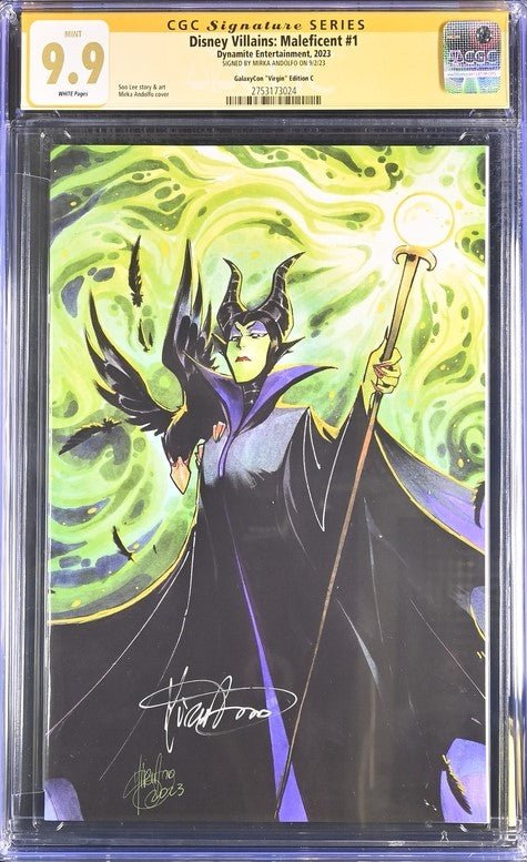 Disney Villains: Maleficent Galaxycon Virgin Edition C Dynamite Entertainment CGC Signature Series 9.9 MINT Signed Mirka Andolfo - Image 2