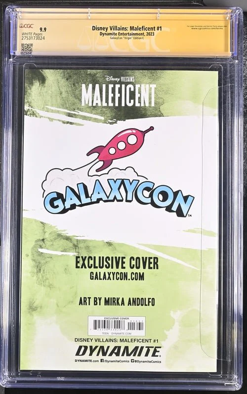 Disney Villains: Maleficent Galaxycon Virgin Edition C Dynamite Entertainment CGC Signature Series 9.9 MINT Signed Mirka Andolfo - Image 3