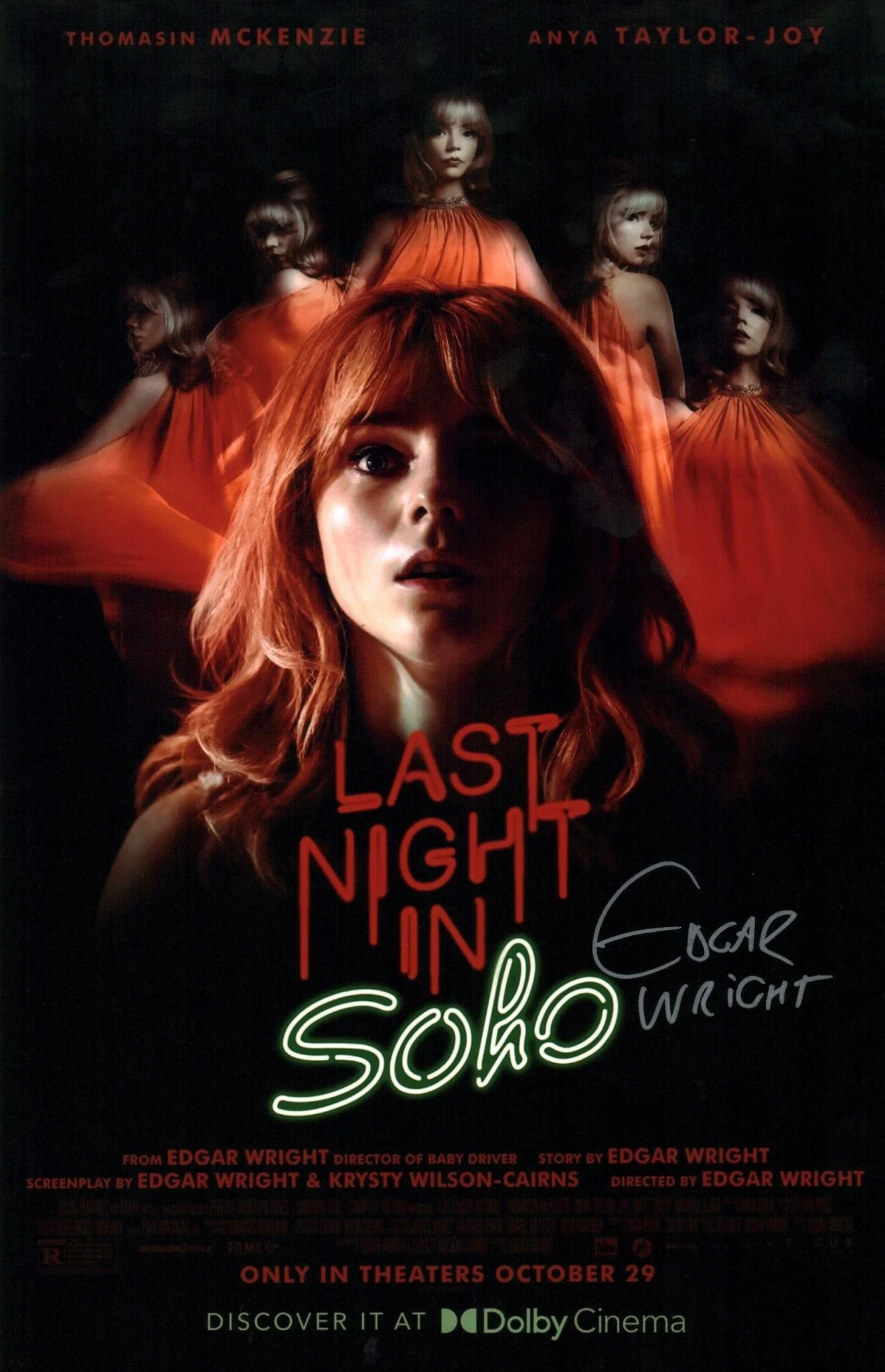 Edgar Wright Last Night in Soho 11x17 Photo Poster JSA Certified Autograph