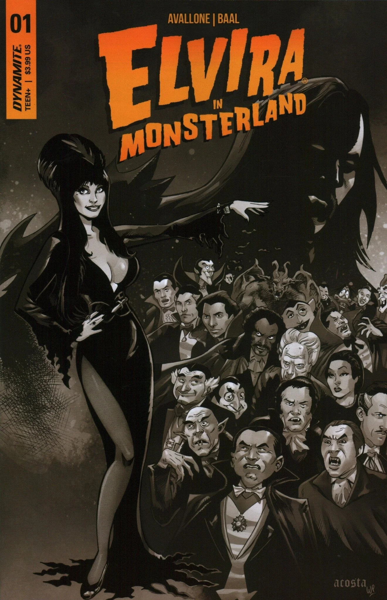 Elvira In Monsterland #1 Cover I Acosta 1:20 B&W Variant Edition Comic Book - Image 2
