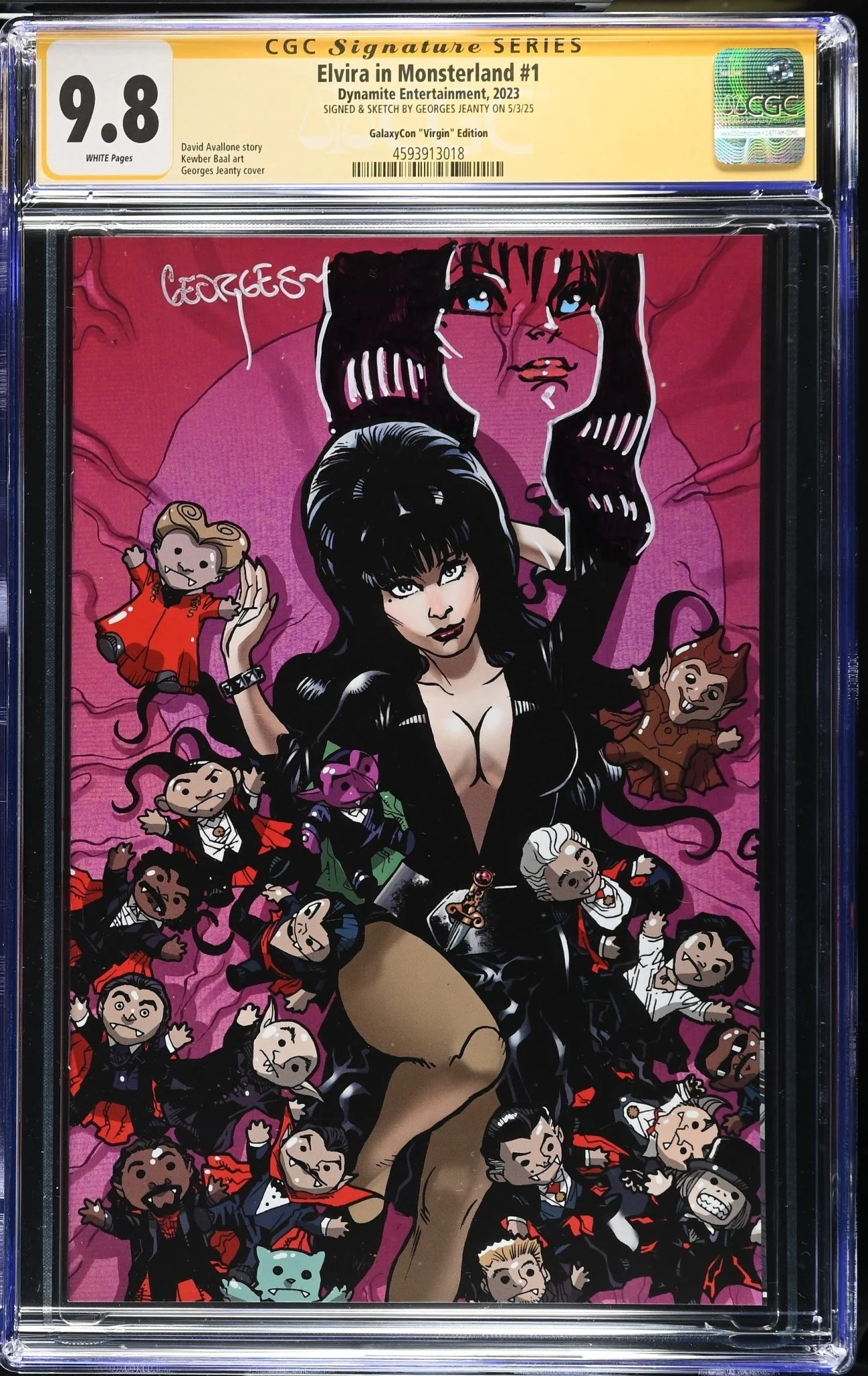 Elvira In Monsterland #1 CGC SS 9.8 NM/Mint Signed & Sketched by Georges Jeanty - Image 4