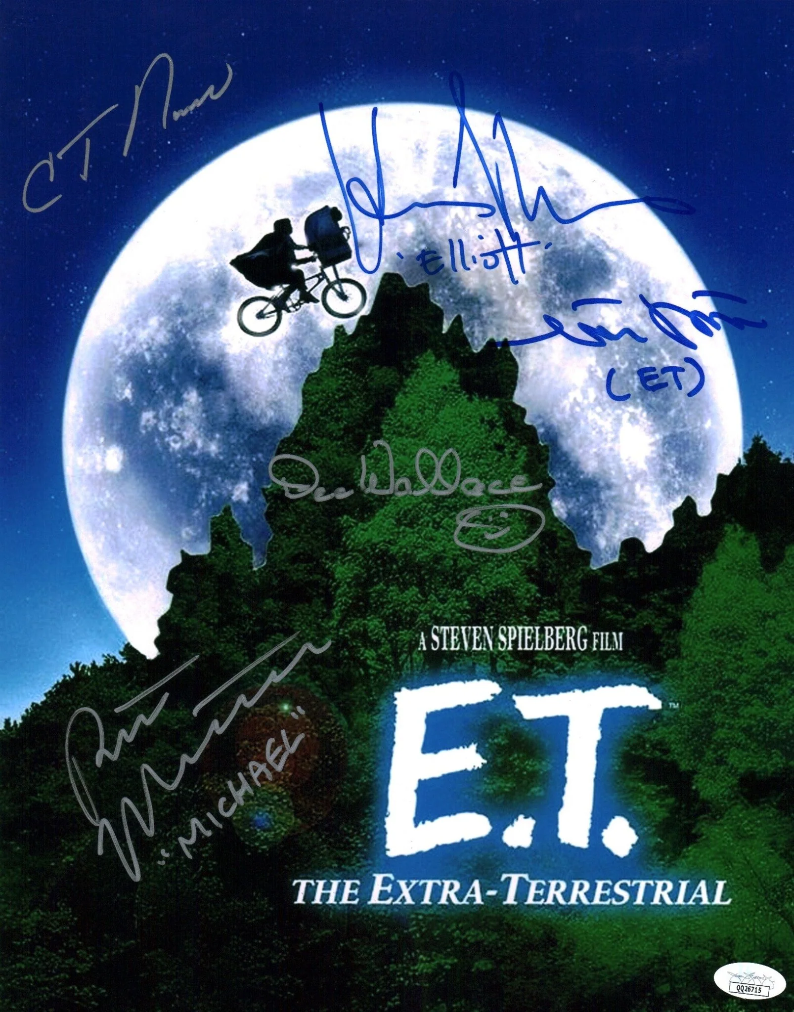 ET The Extra Terrestrial 11X14 Cast x5 DeMerrit Thomas Wallace MacNaughton Howell Signed Mini Poster JSA Certified Autograph - Image 4