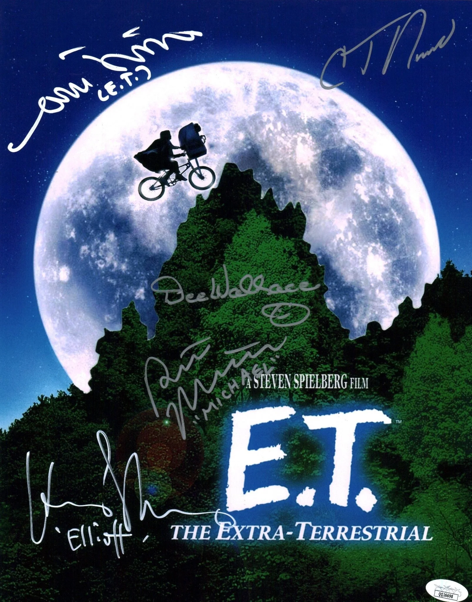 ET The Extra Terrestrial 11X14 Cast x5 DeMerrit Thomas Wallace MacNaughton Howell Signed Mini Poster JSA Certified Autograph - Image 5