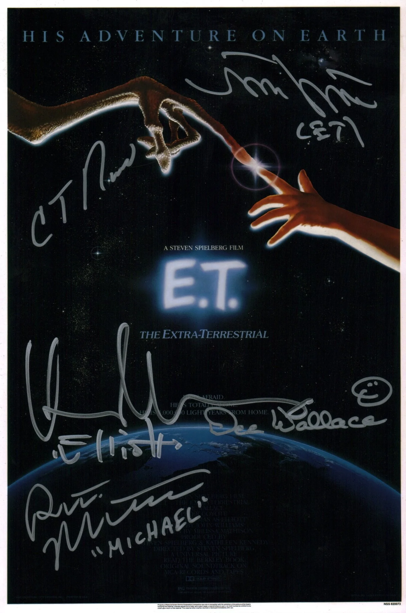 ET The Extra Terrestrial 8x12 Cast x5 DeMeritt Thomas Wallace MacNaughton Howell Signed Photo Poster JSA Certified Autograph - Image 2