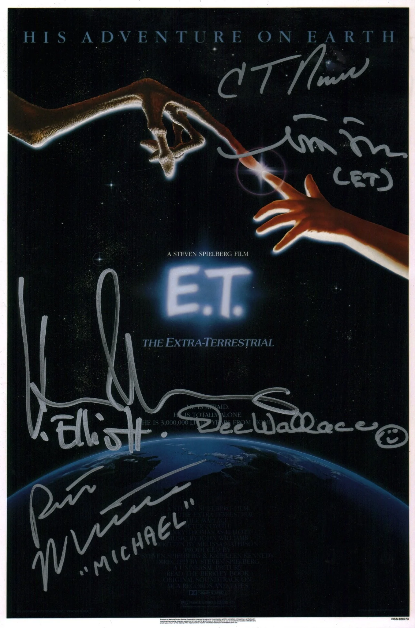 ET The Extra Terrestrial 8x12 Cast x5 DeMeritt Thomas Wallace MacNaughton Howell Signed Photo Poster JSA Certified Autograph - Image 3