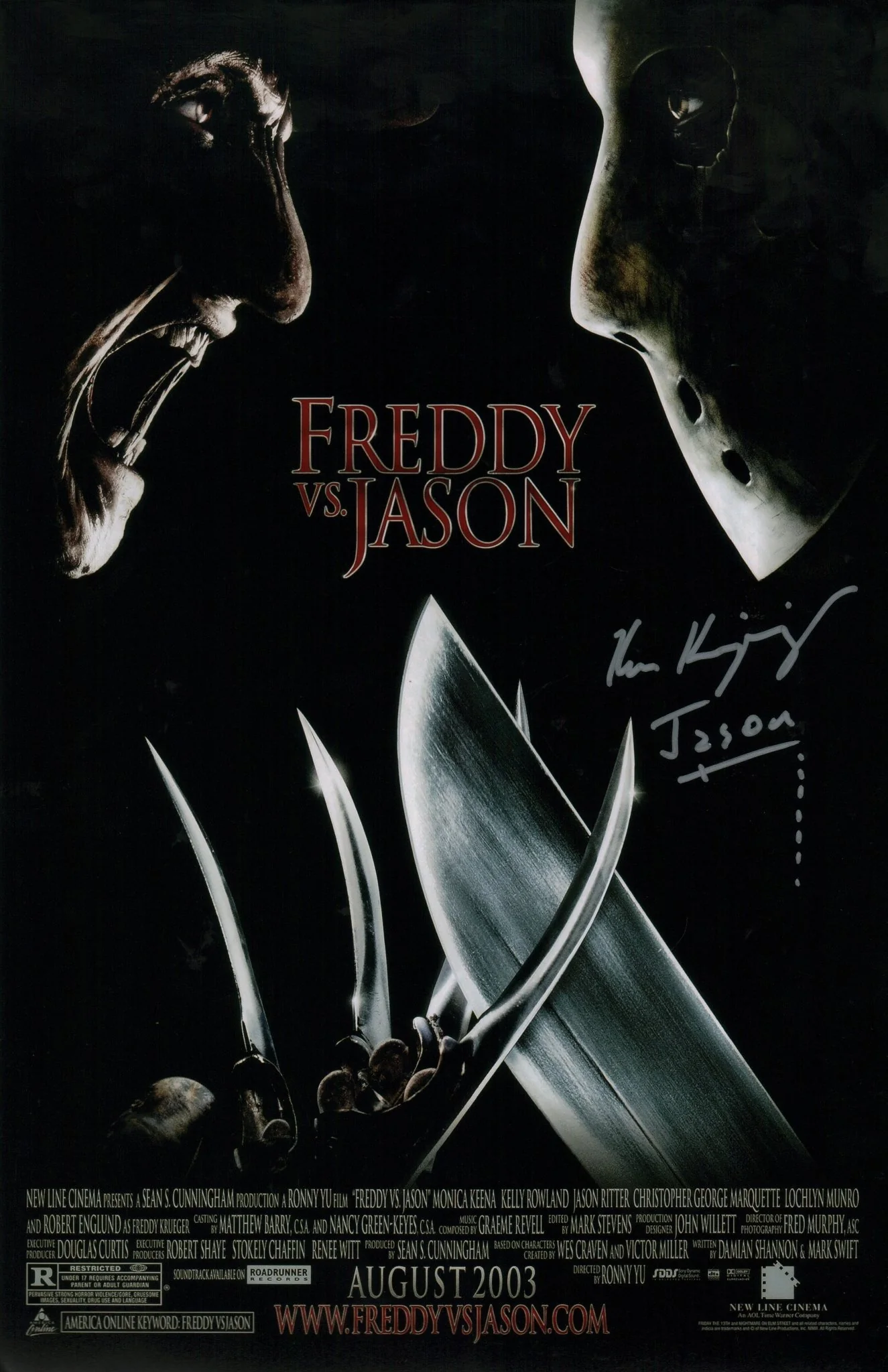 Ken Kirzinger Freddy VS Jason 11x17 Signed Poster JSA Certified Autograph - Image 2
