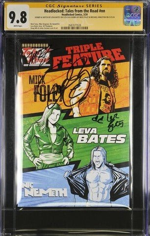 Headlocked: Tales from the Road #nn Headlocked Comics CGC Signature Series 9.8 Signed Leva Bates, Mick Foley, Michael Kingston - Image 2