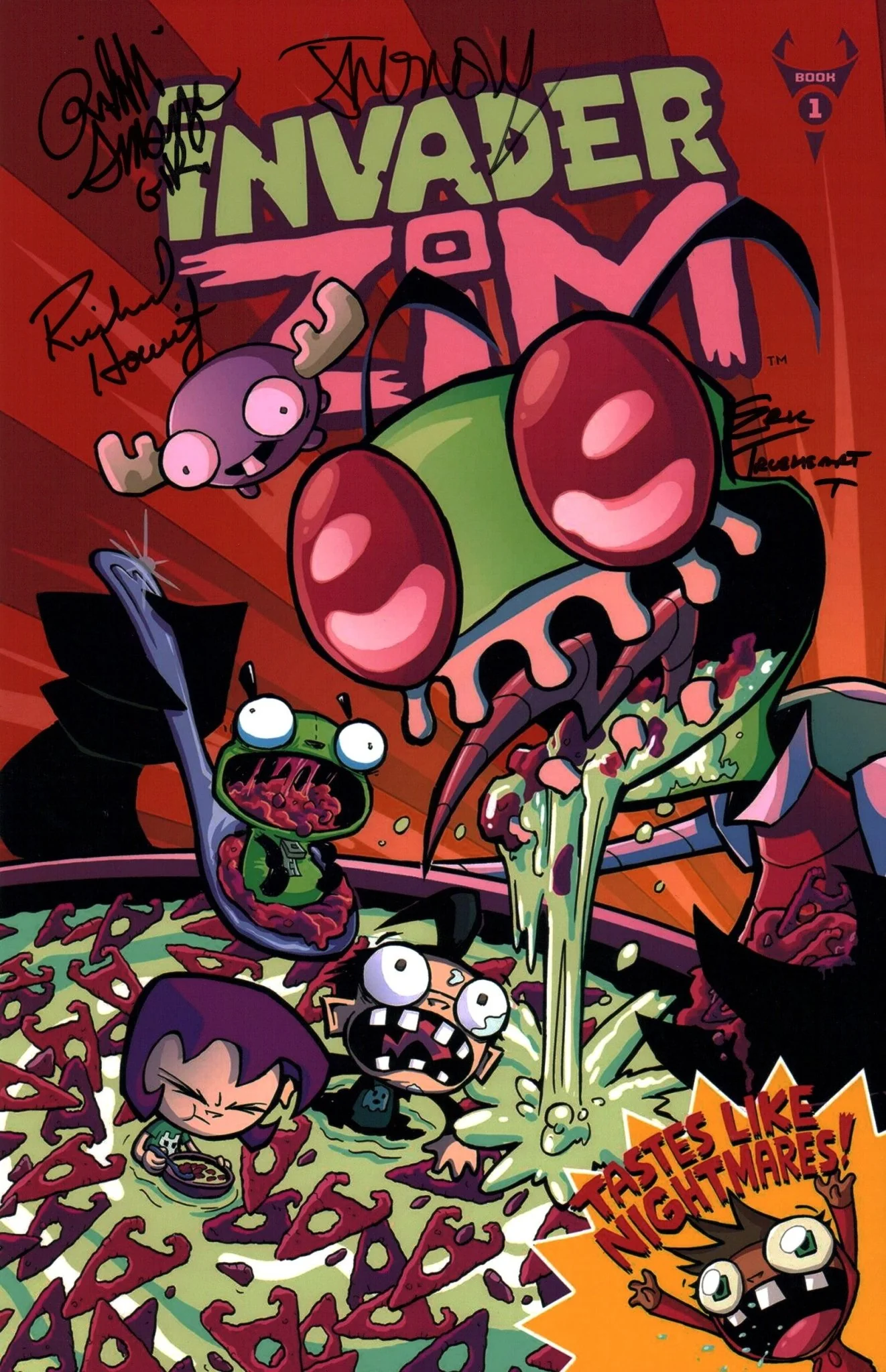 Invader Zim 11x17 Photo Poster Cast x4 Signed Horvitz, Simons, Trueheart, Vasquez JSA Certified Autograph