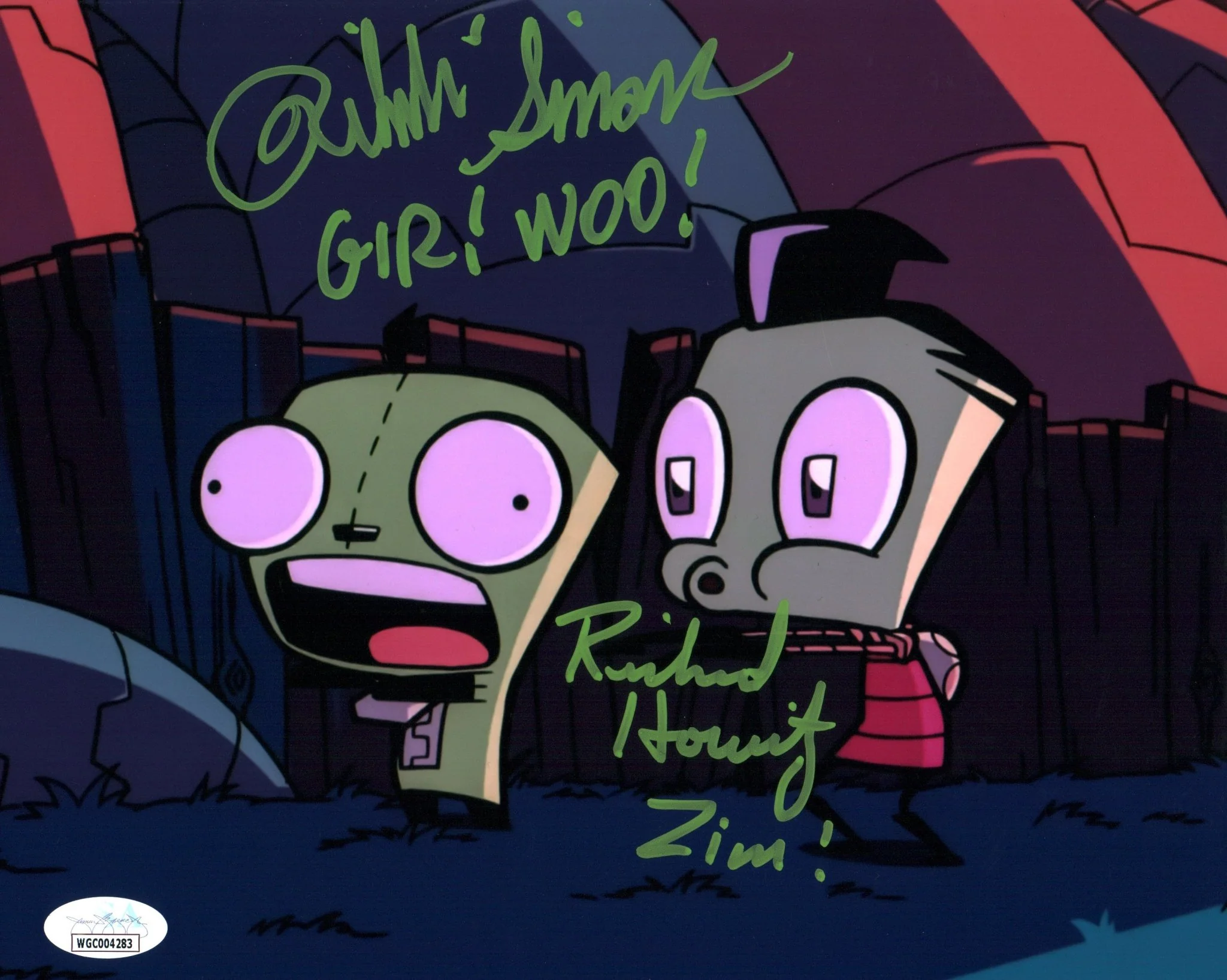 Invader Zim 8x10 Photo Cast x2 Signed Horvitz, Simons JSA Certified Autograph