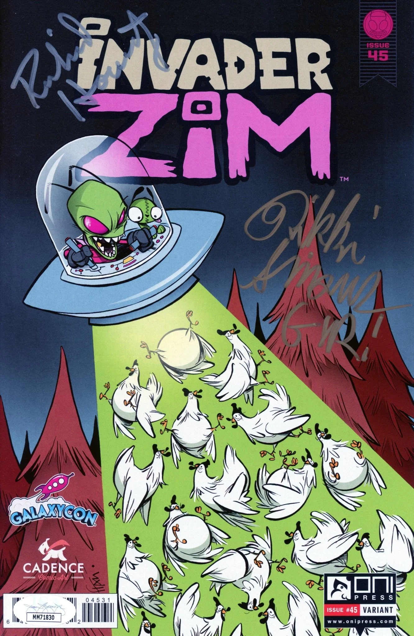 Invader Zim #45 Signed Comic Richard Horvitz, Rikki Simons JSA Certified Autograph - Image 2