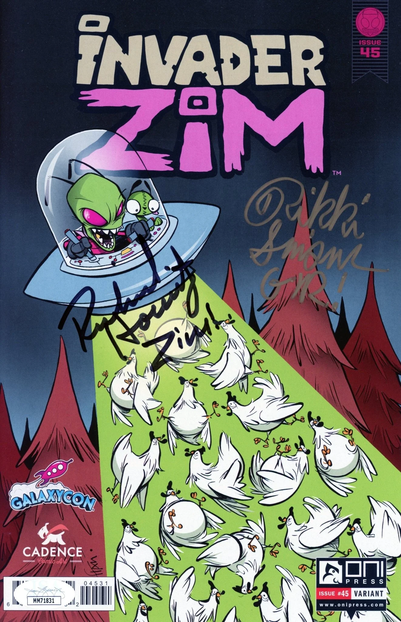 Invader Zim #45 Signed Comic Richard Horvitz, Rikki Simons JSA Certified Autograph - Image 3