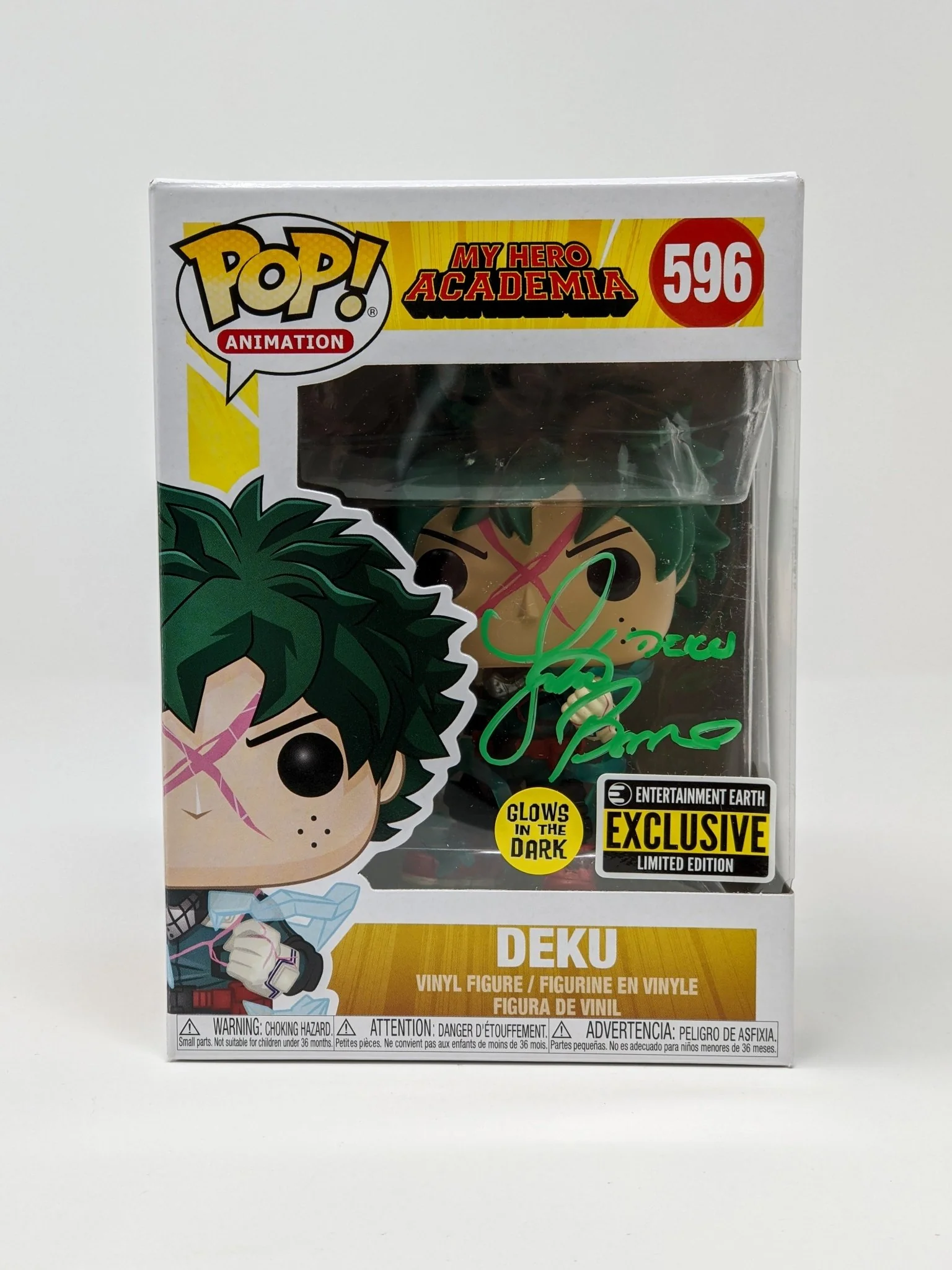 Justin Briner My Hero Academia Deku #596 Exclusive Glow In The Dark Signed Funko Pop JSA Certified Autograph - Image 5