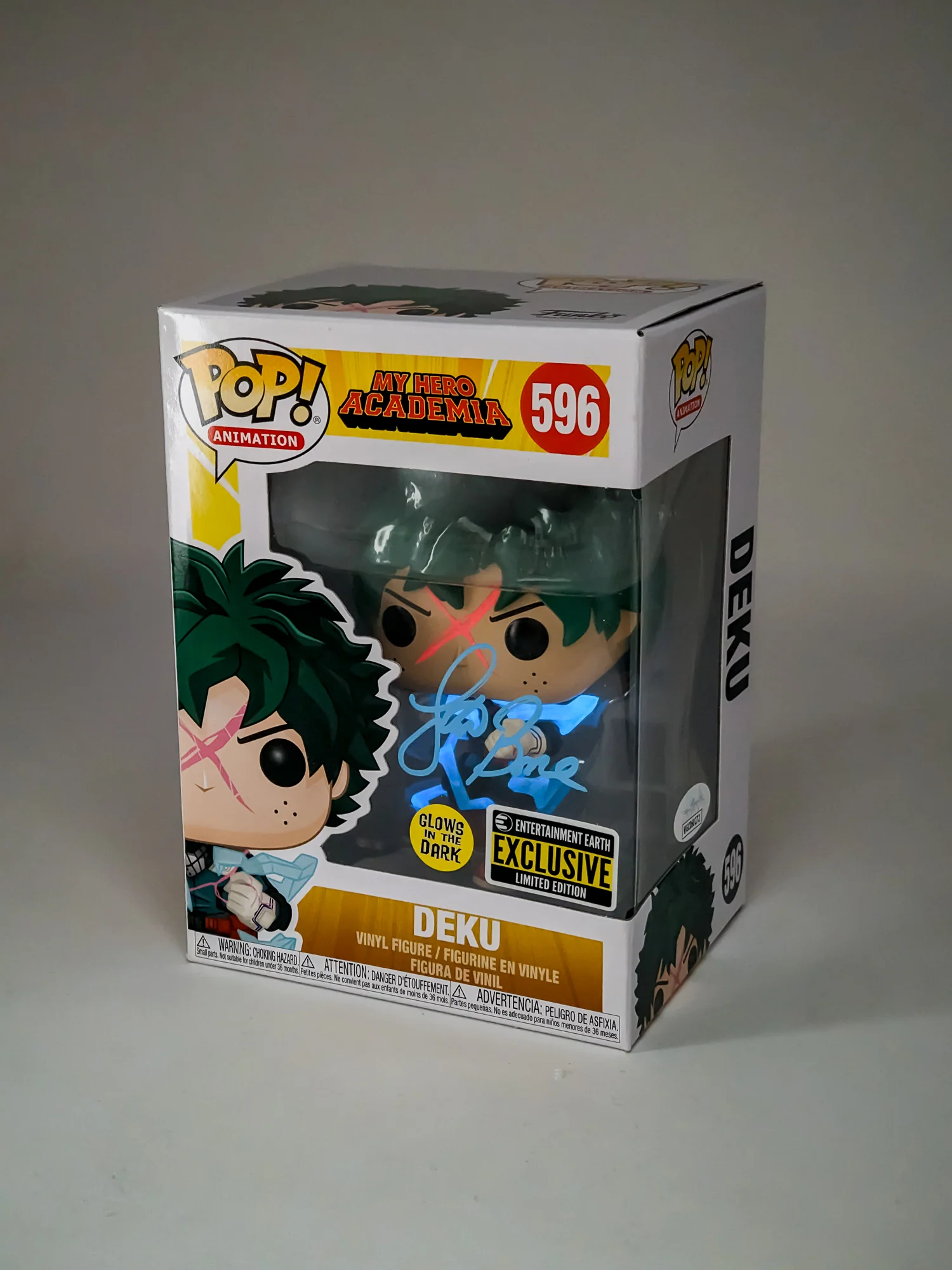 Justin Briner My Hero Academia Deku #596 Exclusive Glow In The Dark Signed Funko Pop JSA Certified Autograph - Image 6