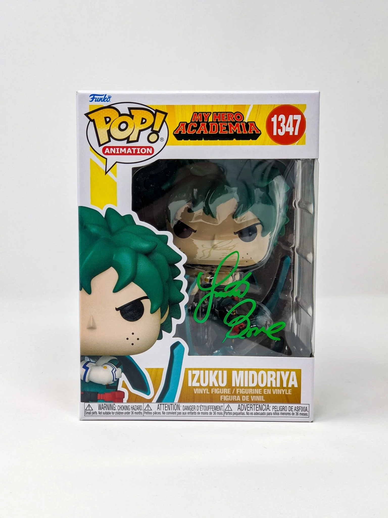 Justin Briner My Hero Academia Izuku Midoriya #1347 Signed Funko Pop JSA Certified Autograph - Image 2