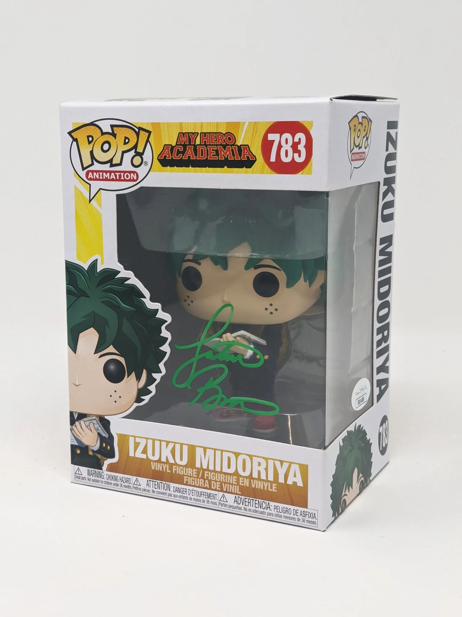Justin Briner My Hero Academia Izuku Midoriya #783 Signed Funko Pop JSA Autograph - Image 3