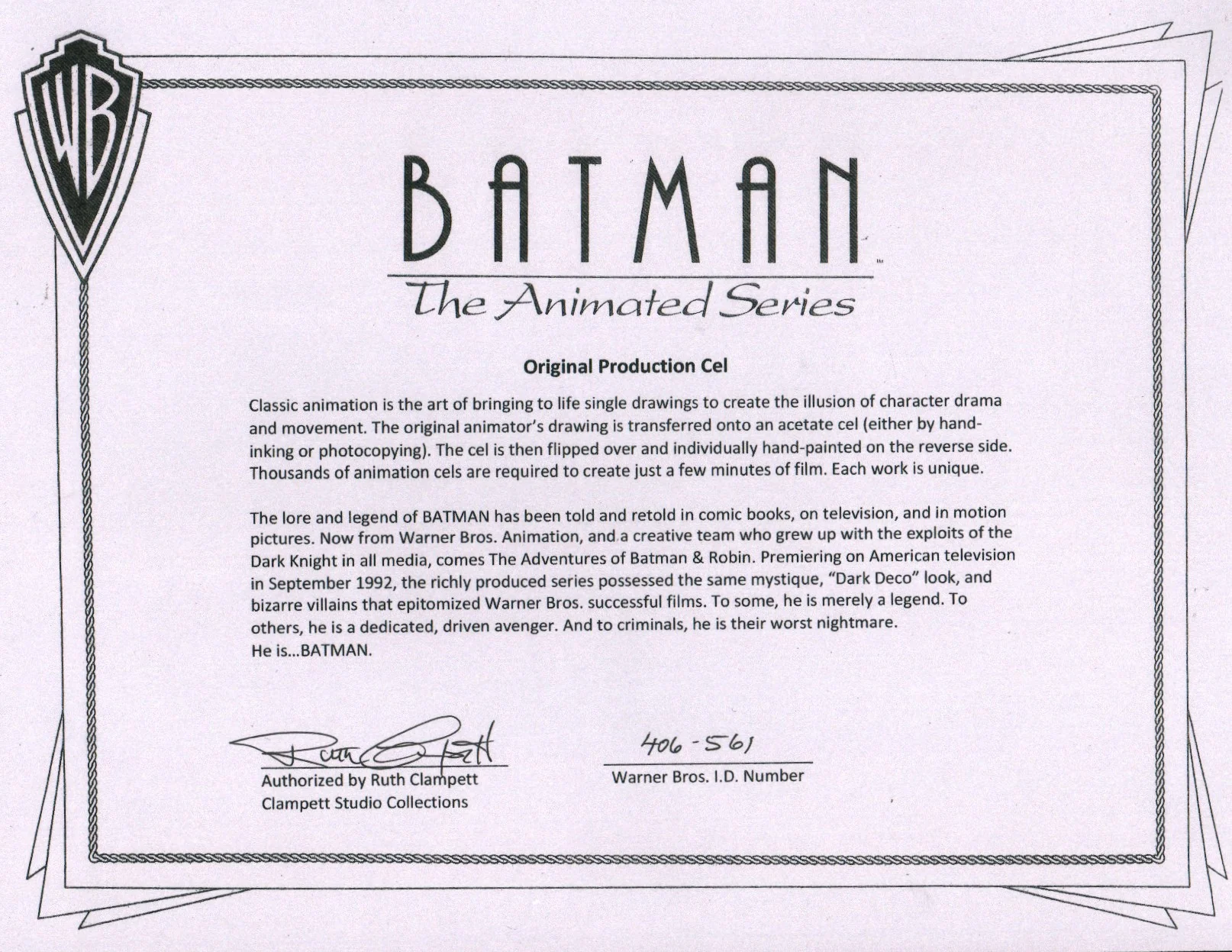 Kevin Conroy Batman 10.5" x16.5" Signed Animation Production Cel Autograph JSA LOA Certified Autograph - Image 3