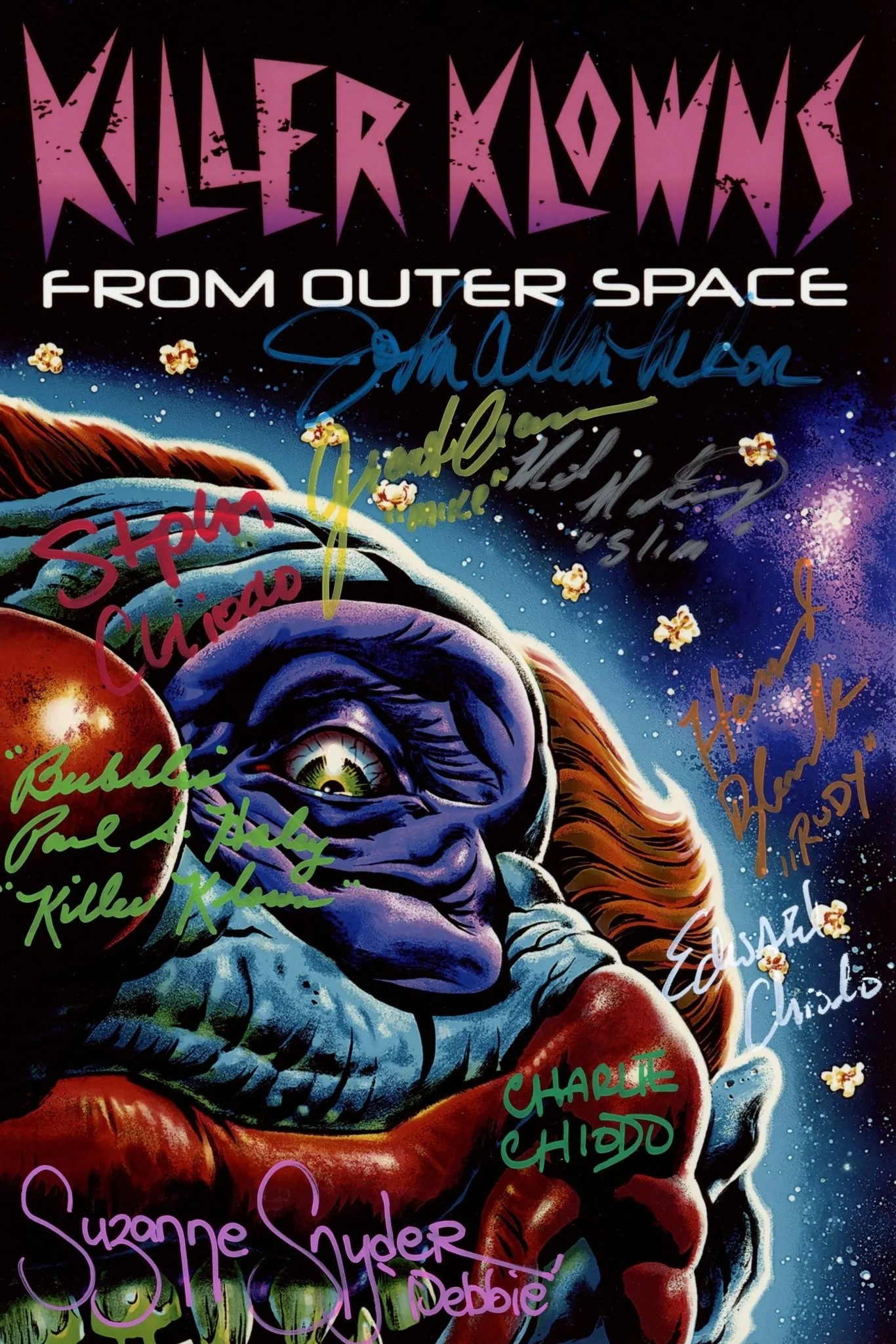 Killer Klowns from Outer Space 8x12 Signed Cast Photo JSA Certified Autograph