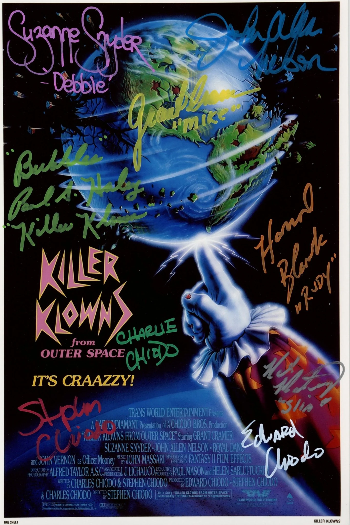 Killer Klowns from Outer Space 8x12 Signed Cast Photo JSA Certified Autograph