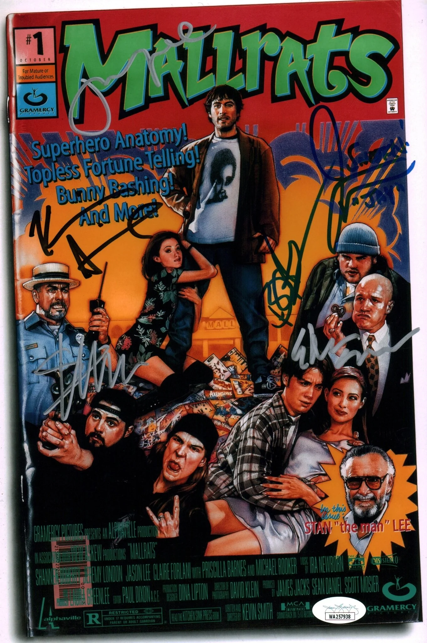 Mallrats 8x12 Signed Photo Cast x6 Smith Mewes O'Halloran Lee Suplee Thorsen Signed JSA Certified Autograph - Image 2