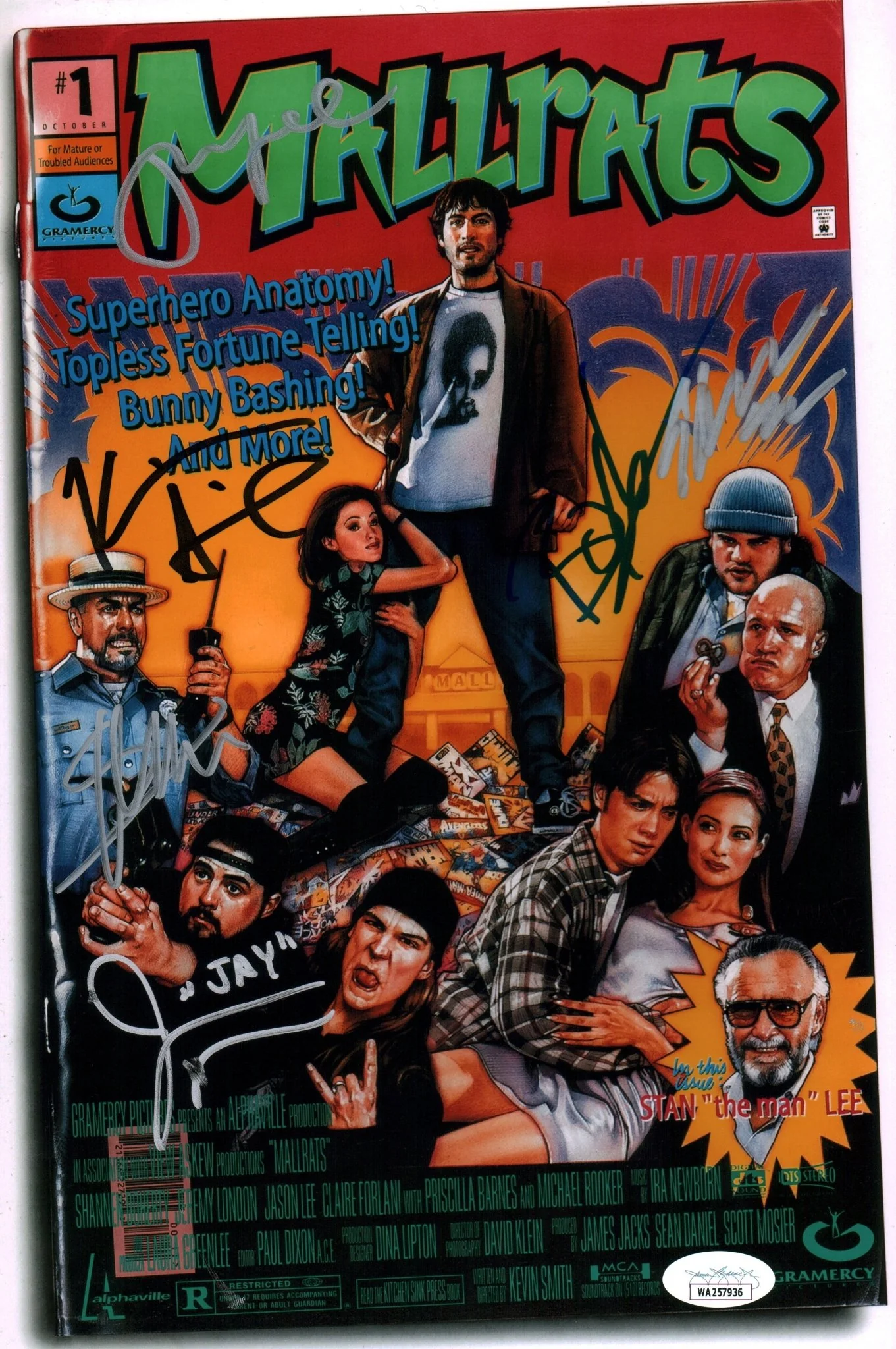 Mallrats 8x12 Signed Photo Cast x6 Smith Mewes O'Halloran Lee Suplee Thorsen Signed JSA Certified Autograph - Image 4