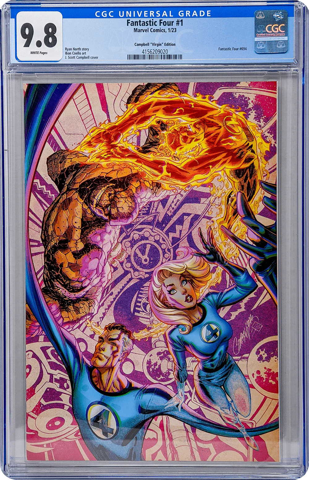 Marvel Fantastic Four #1 J. Scott Campbell 1:100 Virgin Variant CGC Universal Grade 9.8 - Image 2