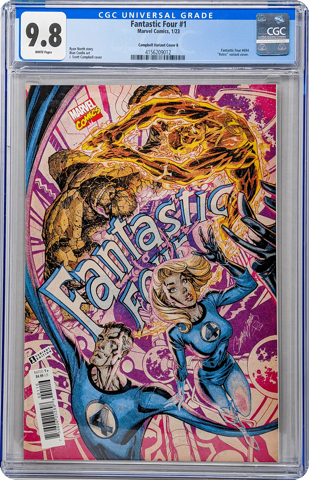 Marvel Fantastic Four #1 J. Scott Campbell 1:200 Retro Variant Cover B CGC Universal Grade 9.8 - Image 2