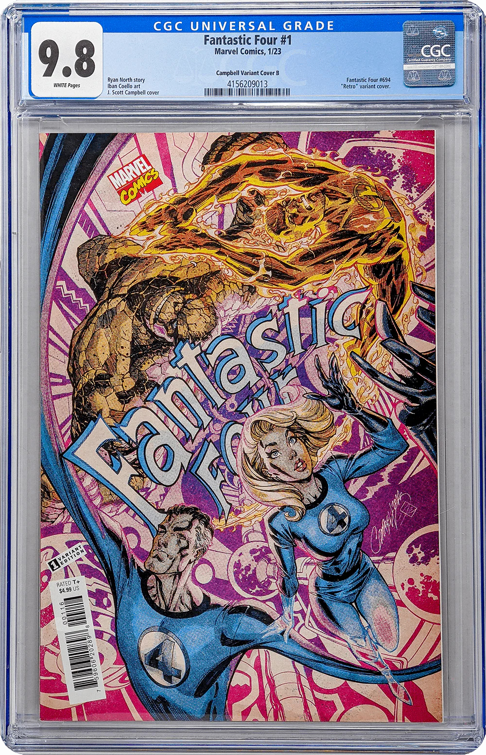 Marvel Fantastic Four #1 J. Scott Campbell 1:200 Retro Variant Cover B CGC Universal Grade 9.8 - Image 4
