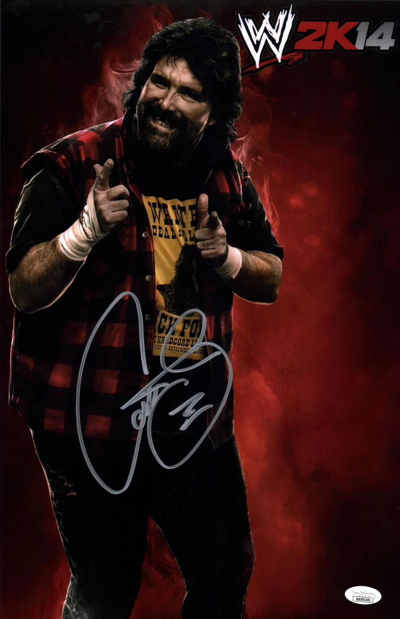 Mick Foley WWE Wrestling 11x17 Signed Photo Poster JSA Certified Autograph