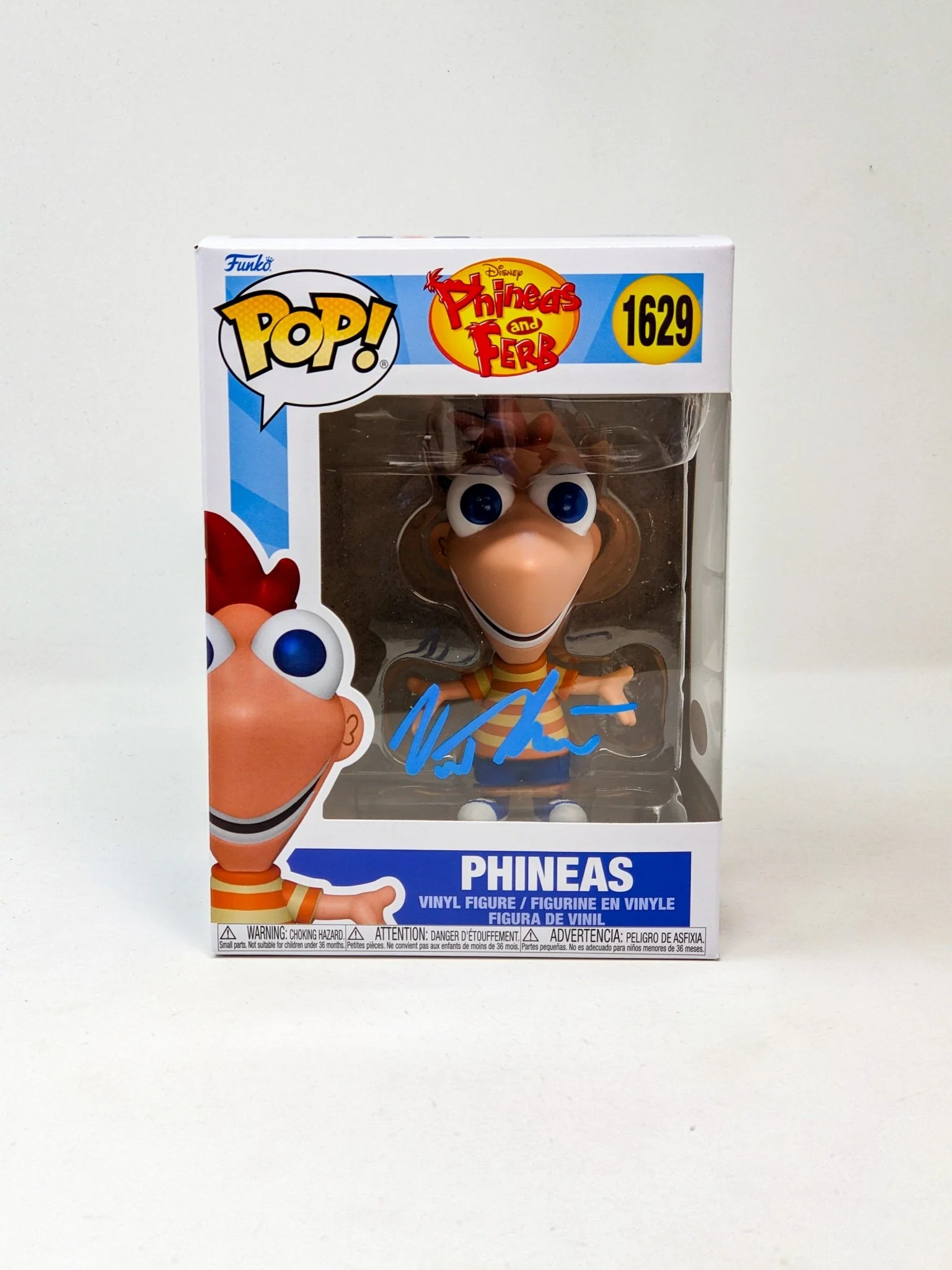 Vincent Martella Phineas and Ferb #1629 PHINEAS Signed Funko Pop JSA Certified Autograph - Image 2