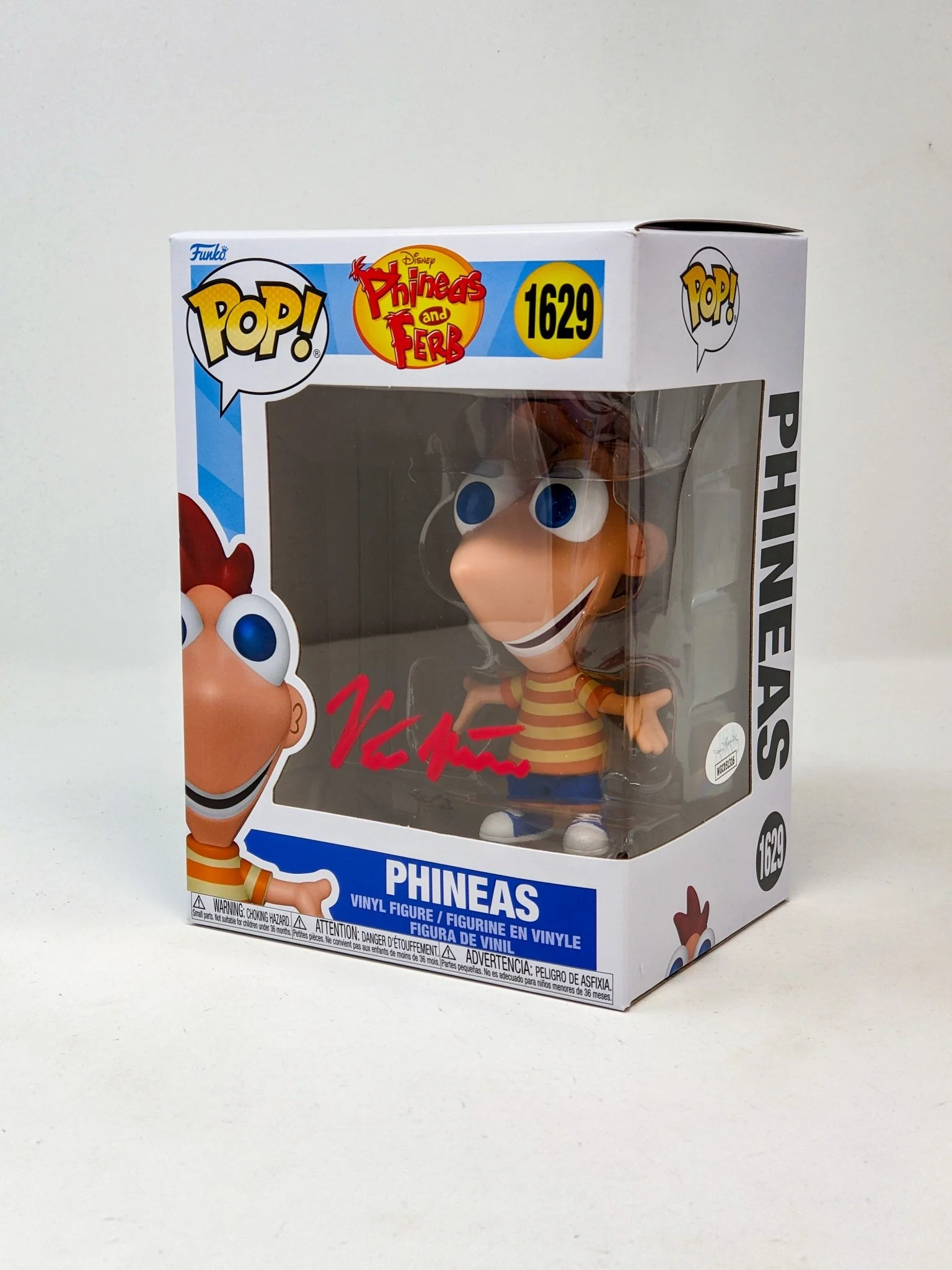 Vincent Martella Phineas and Ferb #1629 PHINEAS Signed Funko Pop JSA Certified Autograph - Image 3