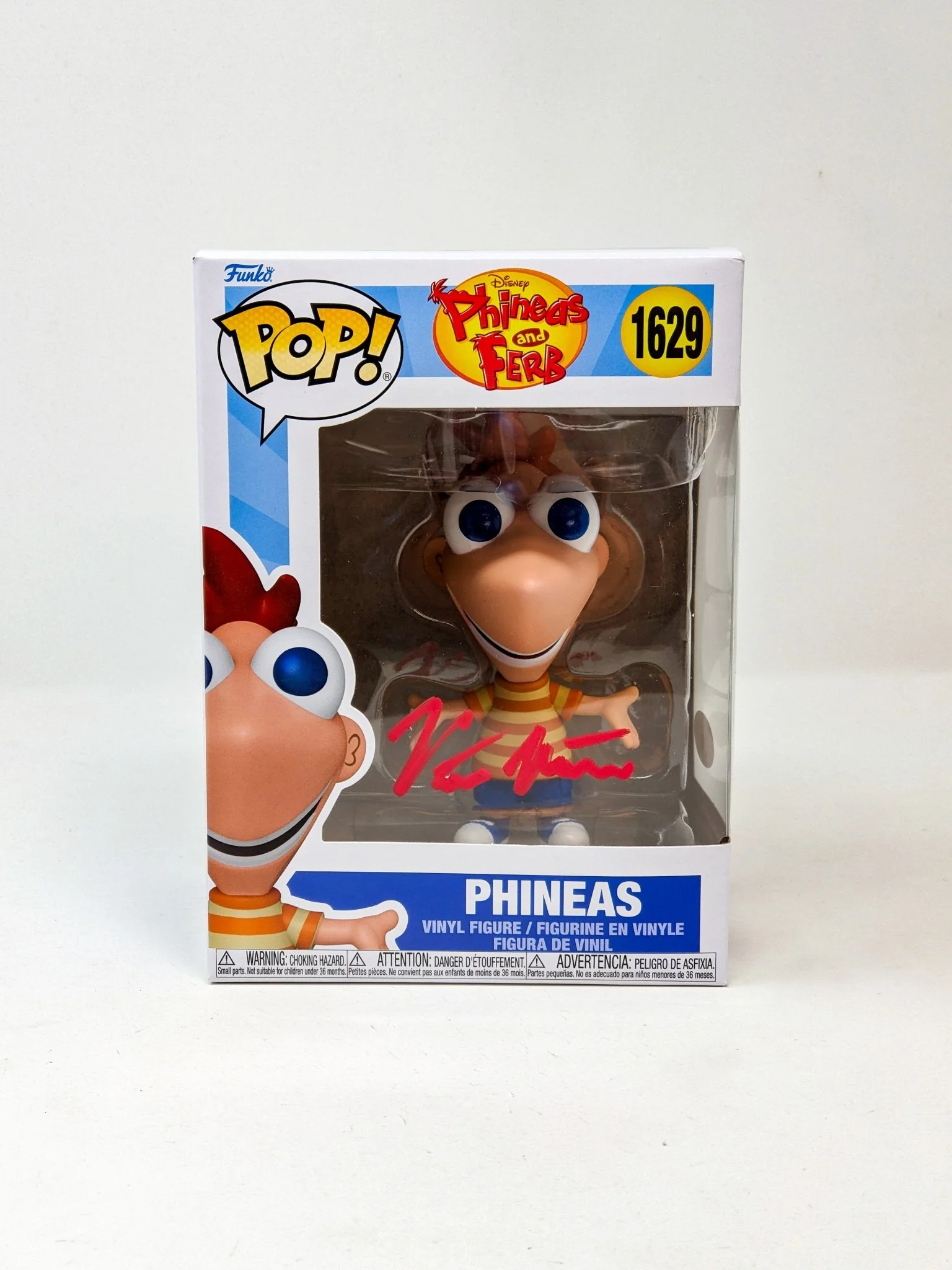 Vincent Martella Phineas and Ferb #1629 PHINEAS Signed Funko Pop JSA Certified Autograph - Image 4