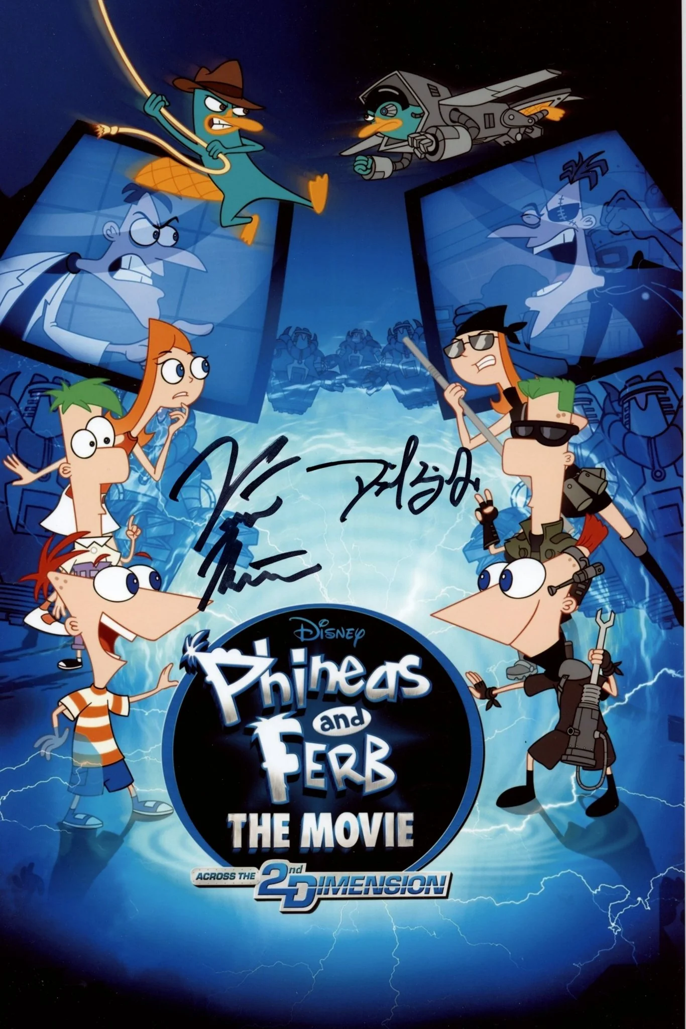 Phineas and Ferb The Movie 8x12 Cast x2 Errigo Martella Signed Photo JSA Certified Autograph - Image 2