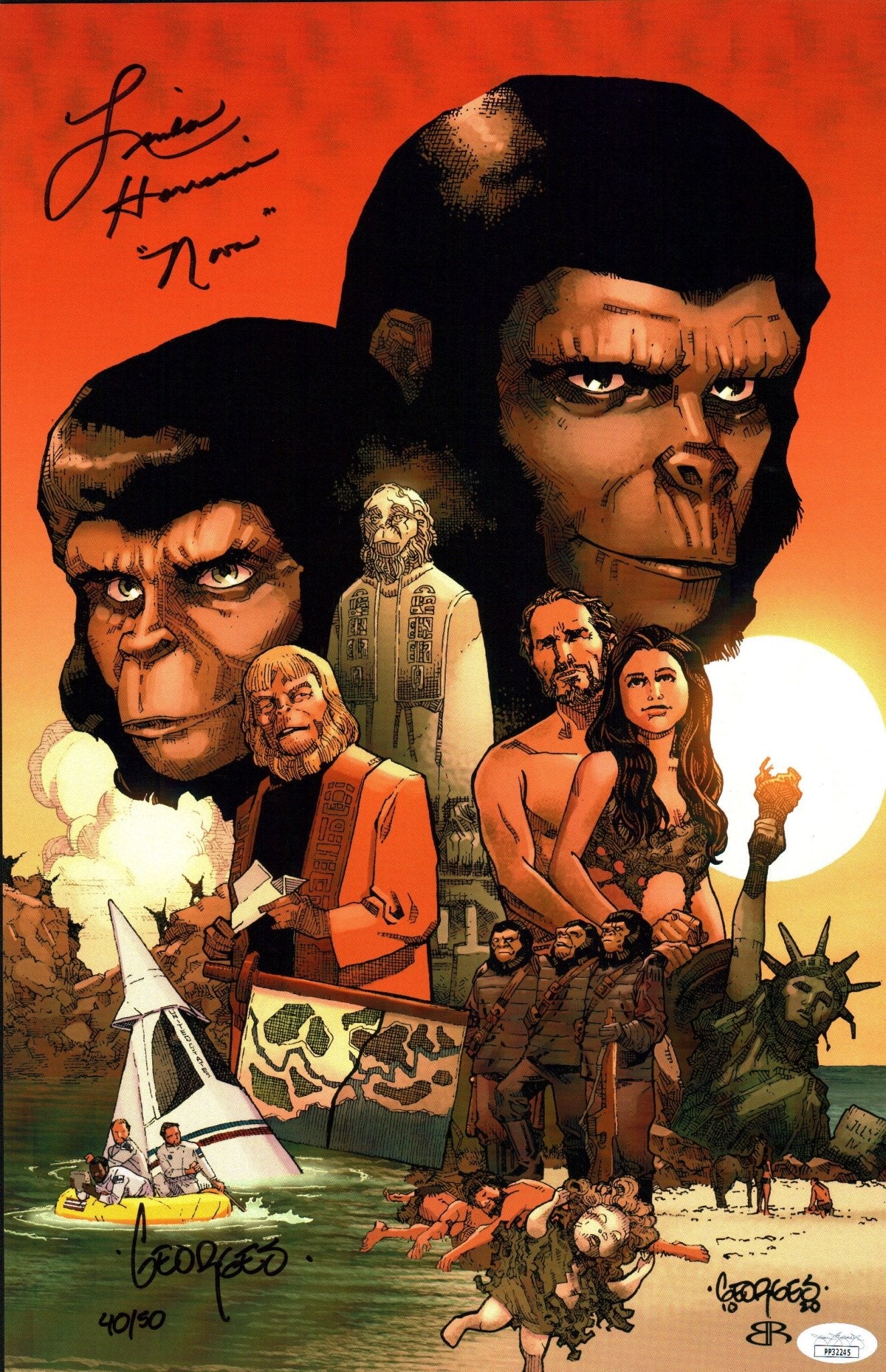 Planet of the Apes 11x17 Photo Poster Cast x2 Signed Harrison, Jeanty JSA Certified Autograph - Image 10