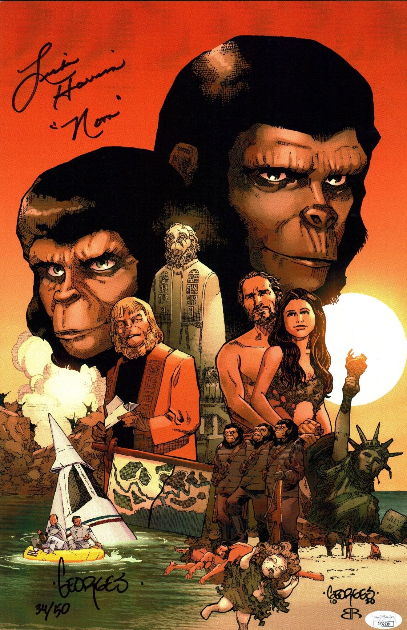 Planet of the Apes 11x17 Photo Poster Cast x2 Signed Harrison, Jeanty JSA Certified Autograph - Image 4