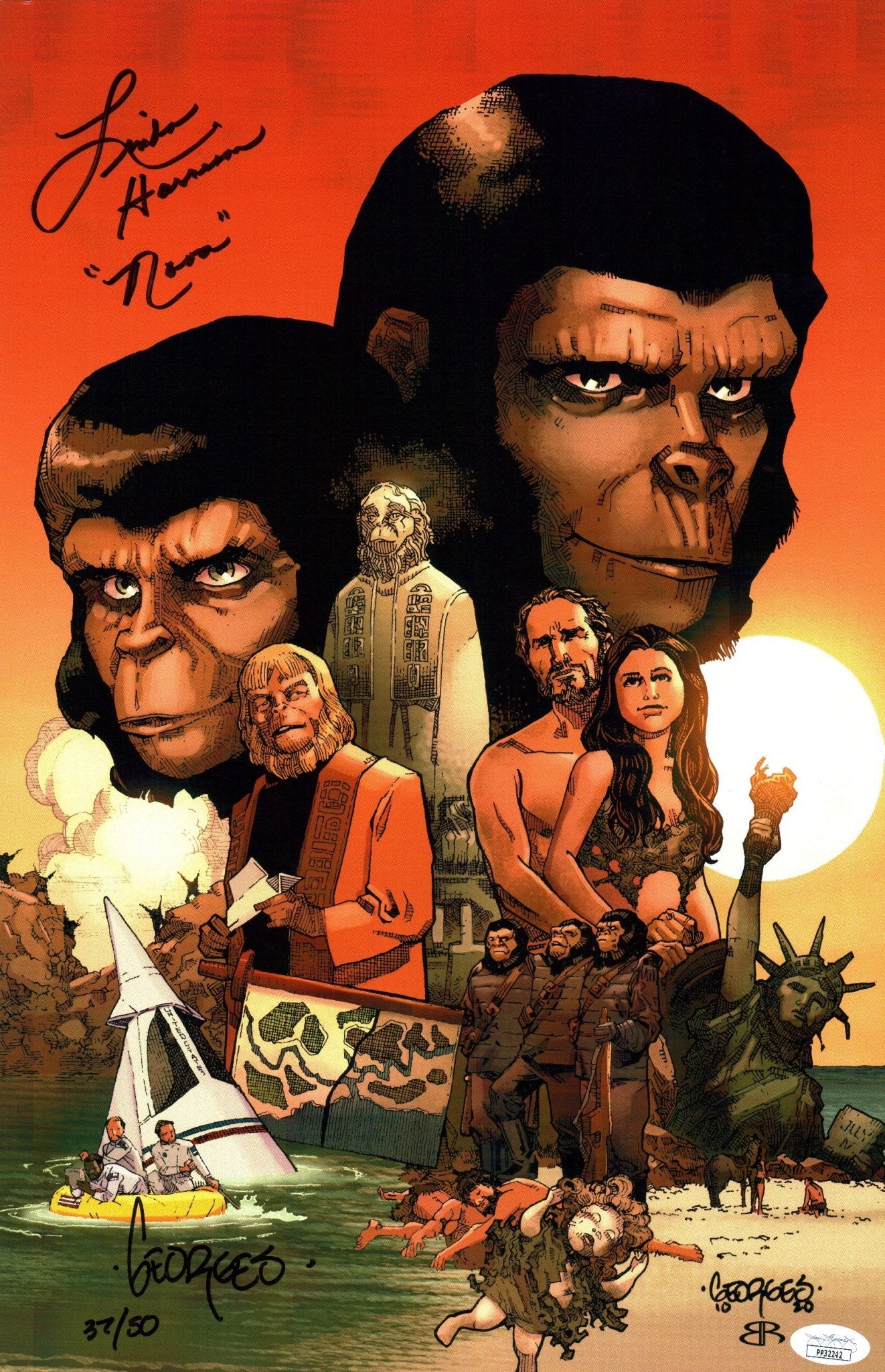 Planet of the Apes 11x17 Photo Poster Cast x2 Signed Harrison, Jeanty JSA Certified Autograph - Image 7