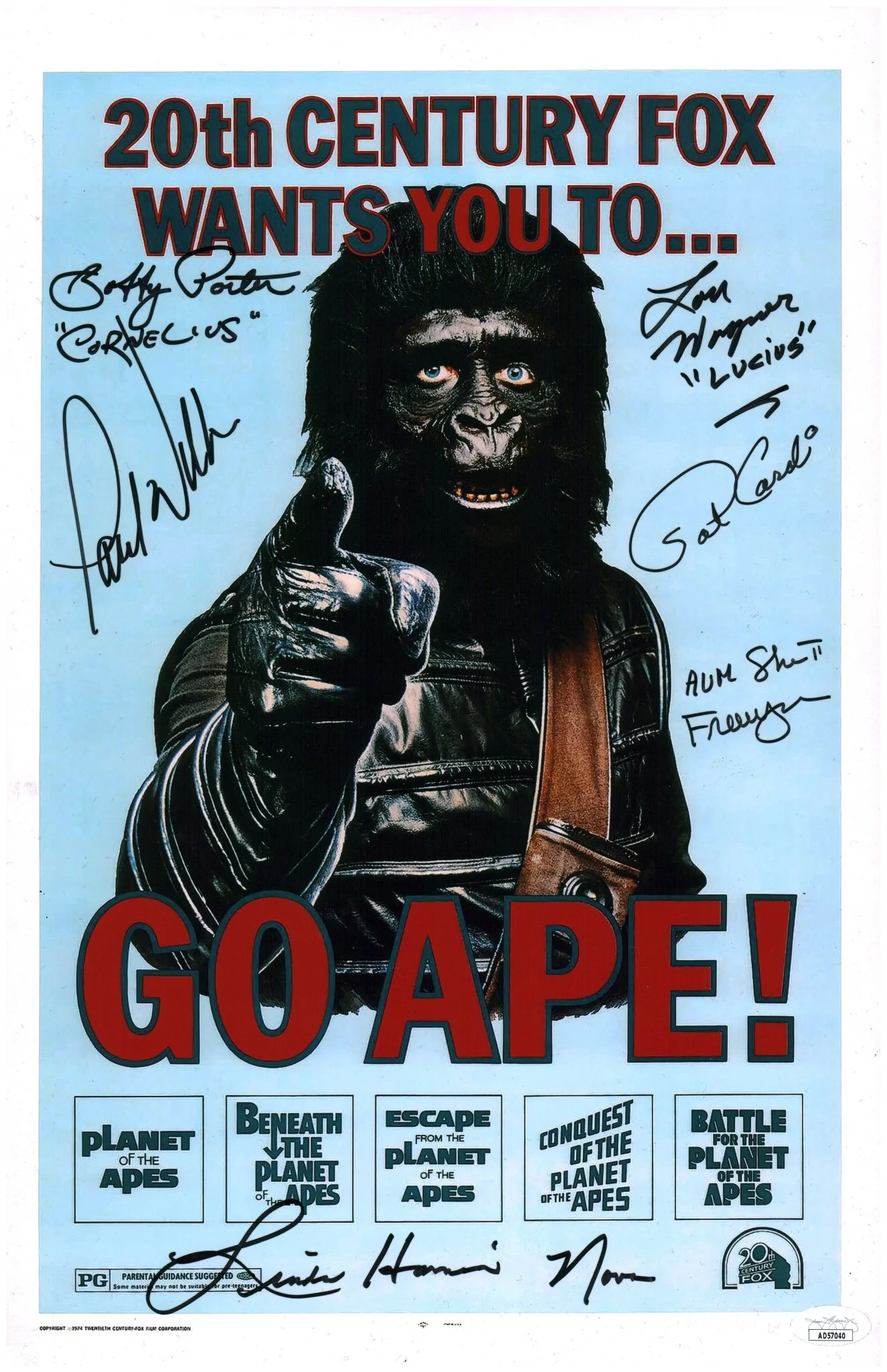 Planet of the Apes 11x17 Signed Photo Poster Cast x6 Harrison Cardi Porter Wagner Williams Nuyen JSA Certified Autograph