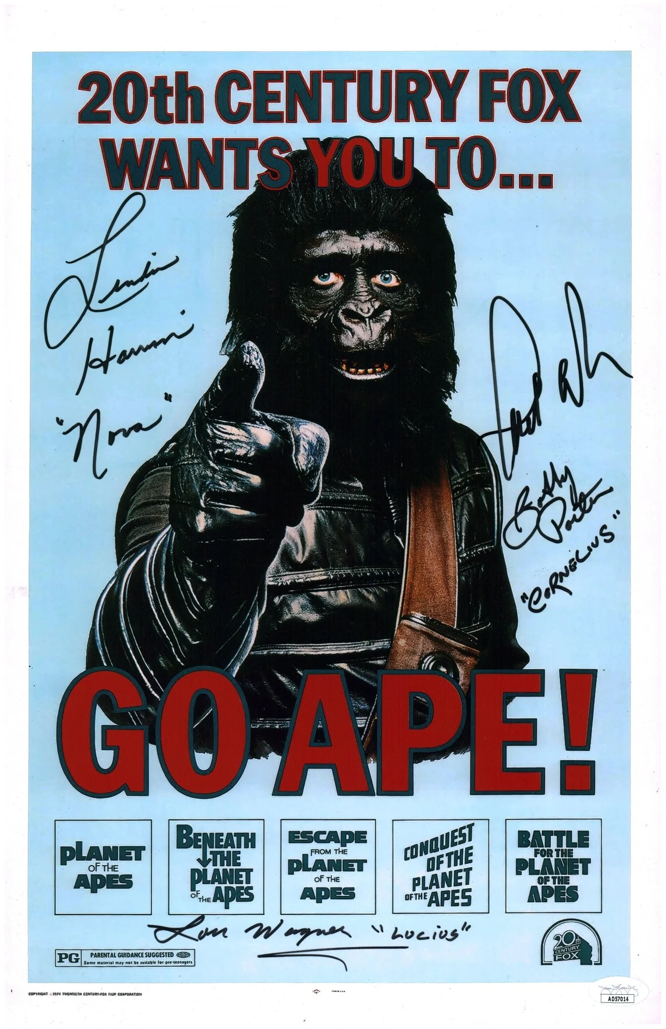 Planet of the Apes 11x17 Photo Poster Cast x4 Signed Harrison, Porter, Wagner, Williams JSA Certified Autograph - Image 2