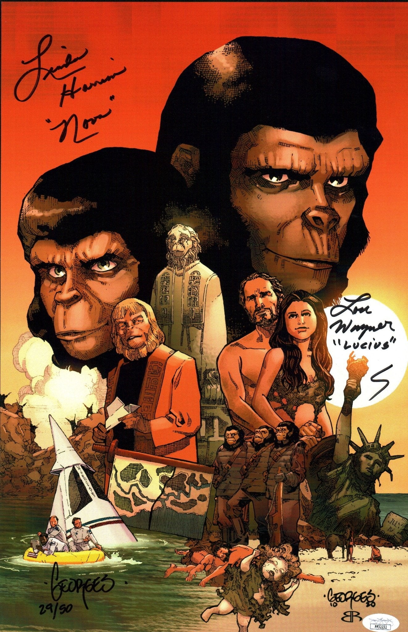 Planet of the Apes 11x17 Photo Poster Cast x3 Signed Harrison, Wagner, Jeanty JSA Certified Autograph - Image 10