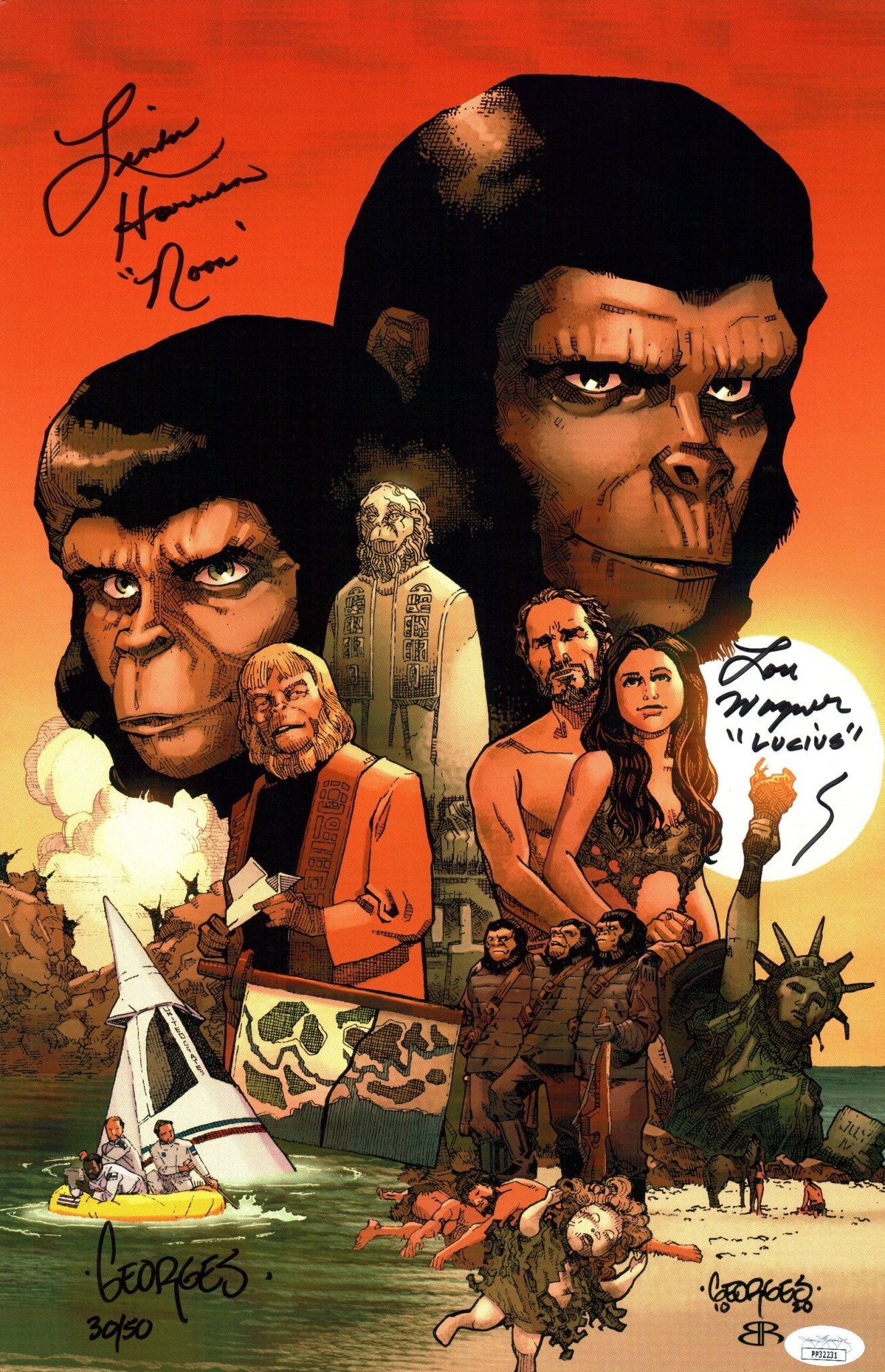 Planet of the Apes 11x17 Photo Poster Cast x3 Signed Harrison, Wagner, Jeanty JSA Certified Autograph - Image 3
