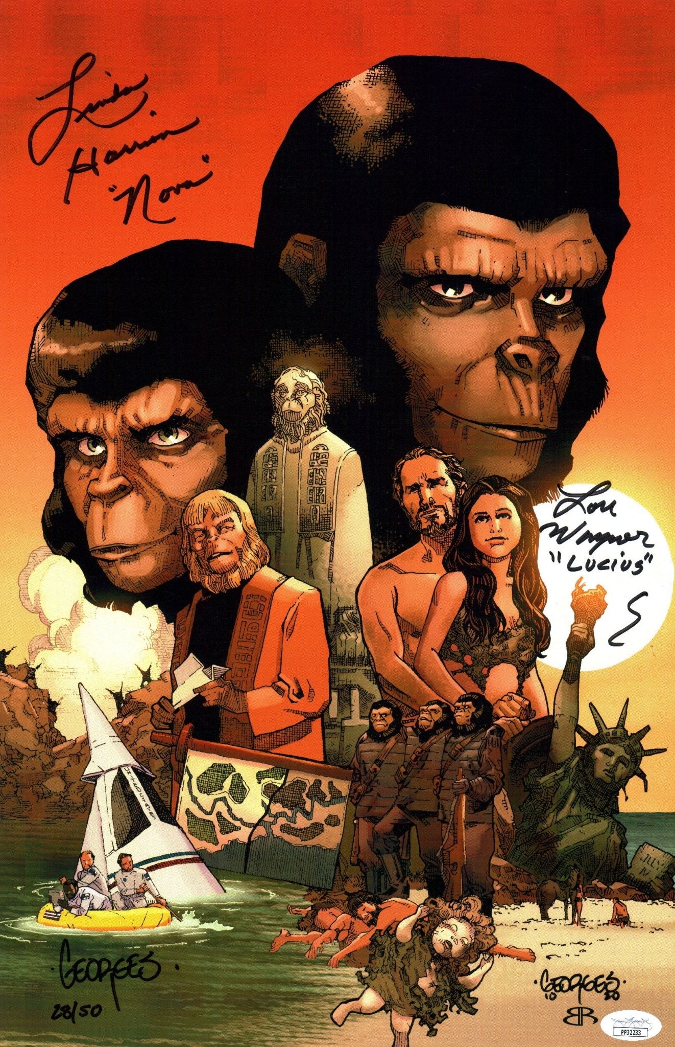Planet of the Apes 11x17 Photo Poster Cast x3 Signed Harrison, Wagner, Jeanty JSA Certified Autograph - Image 9