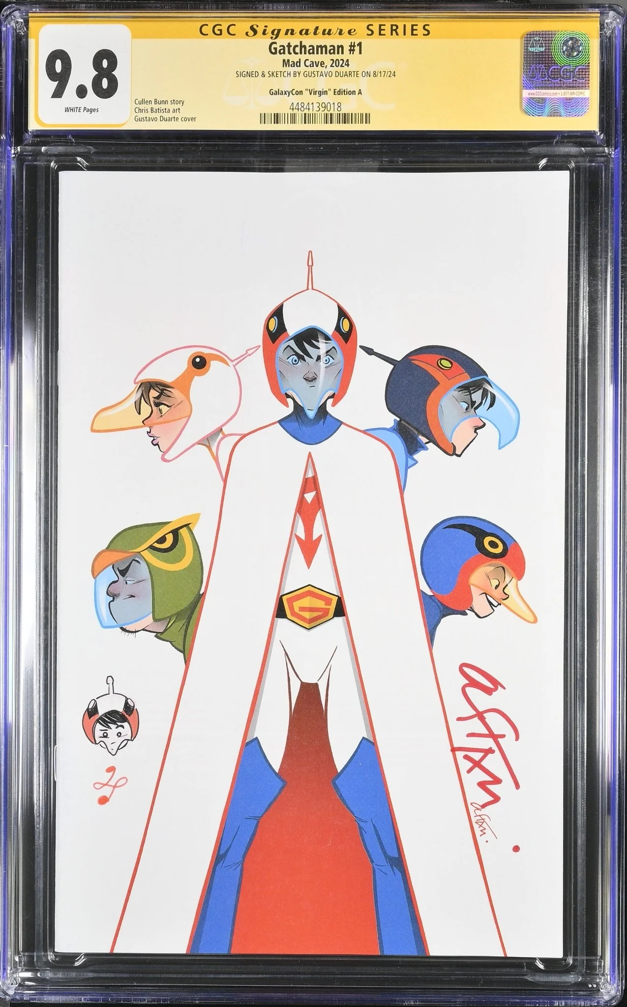 Gatchaman # 1 Virgin Variant GalaxyCon Exclusive CGC Signature Series 9.8 Signed & REMARKED by Gustavo Duarte - Image 2